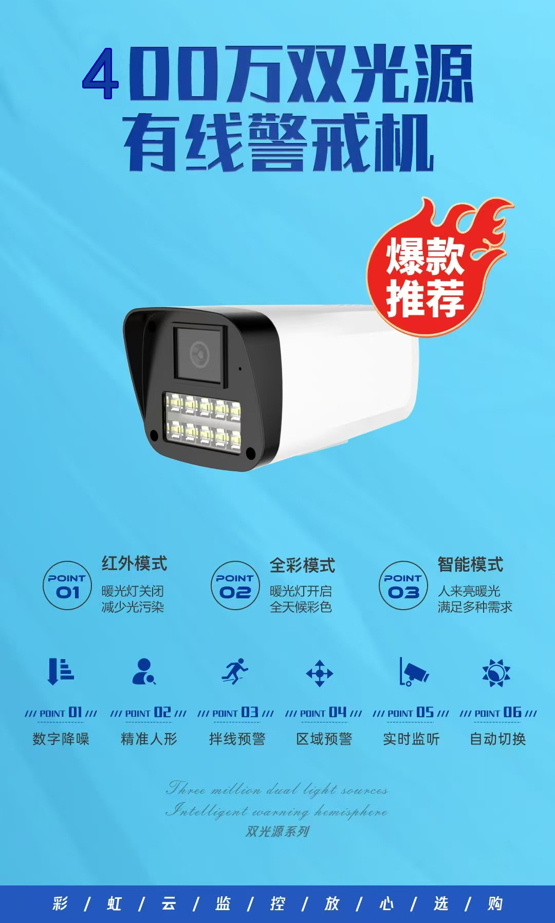 汉邦高科摄像头半球摄像头POE半球双光全彩有线摄像头夜视全彩(400万)