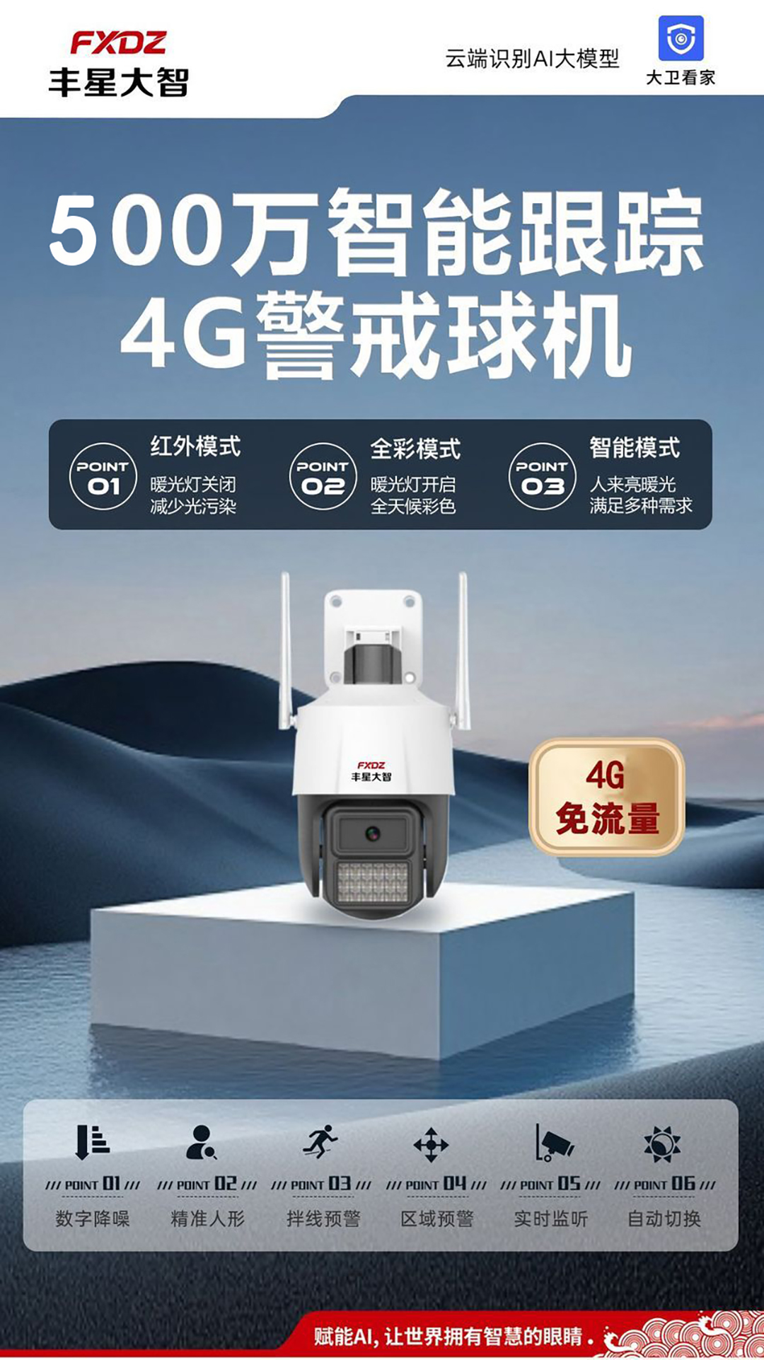 丰星大智4g摄像头球机单镜头免流量室外球机低功耗免布线4G球机6寸球机(500万) 丰星大智4g摄像头球机单镜头免流量室外球机低功耗免布线4G球机6寸球机(500万)